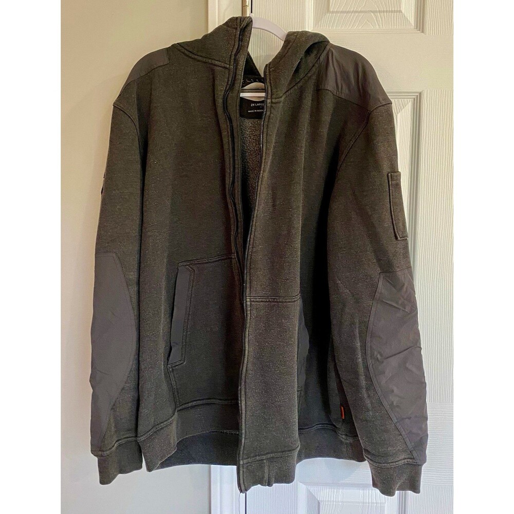 BRUNT Men's Gray Full Zip Fleece Hoodie w/ Hood & Pockets Size 2XL